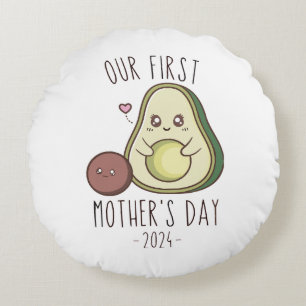 Funny Our First Mother's Day Round Cushion