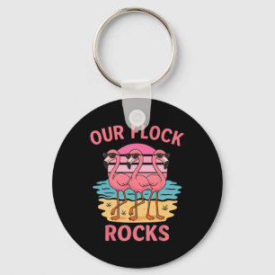 Funny Our Flock Rocks Flamingo Matching Family Vac Key Ring