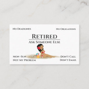 Funny Out Of Business Cartoon Woman Retirement Business Card