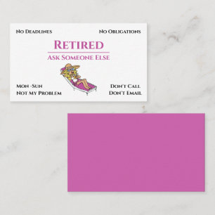 Funny Out Of Business Cartoon Woman Retirement Business Card