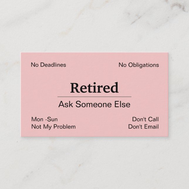Funny Out of Business Retirement Card (Front)