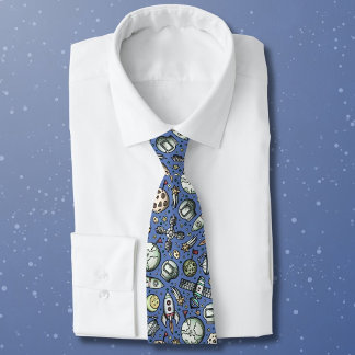 Funny Outer Space Cartoon Pattern Tie