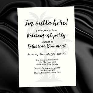 Funny Outta Here Palmtrees Retirement Party Invitation