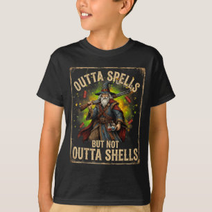 Funny Outta Spells But Not Outta Shells Wizard T-Shirt