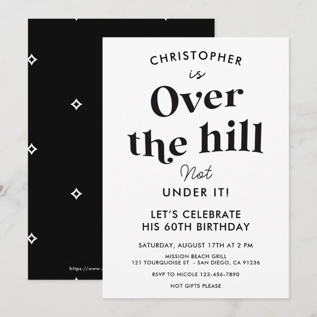 Funny Over the Hill Any Age Birthday Party Invitation (Front/Back)