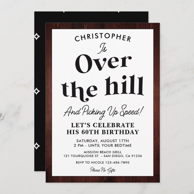 Funny Over the Hill Any Age Birthday Party Invitation (Front/Back)