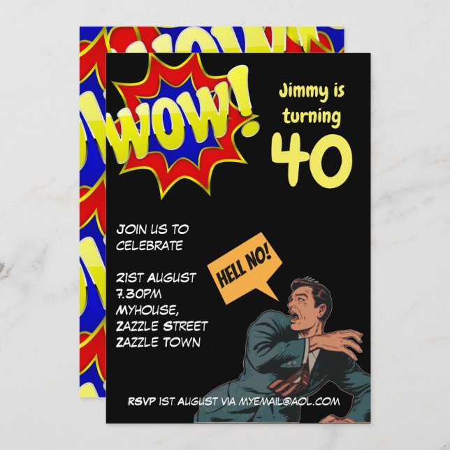 FUNNY Over the Hill Birthday Invites - ANY AGE MAN (Front/Back)