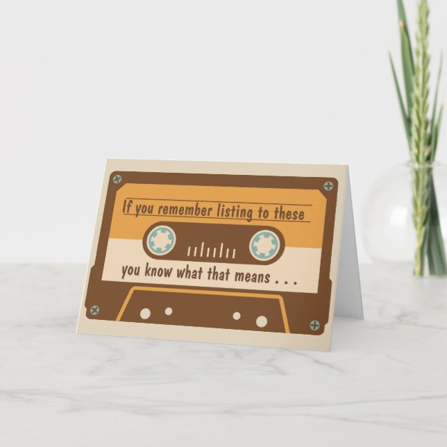 Funny Over the Hill Cassette Tape Birthday Card (Front)