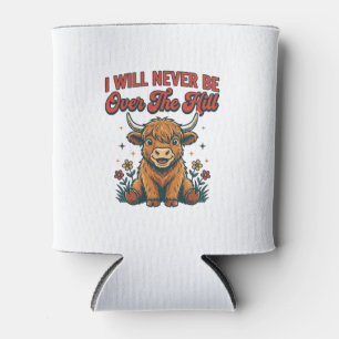 Funny Over The Hill Highland Cow Birthday Design_1 Can Cooler