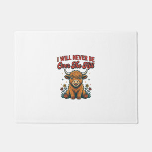 Funny Over The Hill Highland Cow Birthday Design_1 Doormat