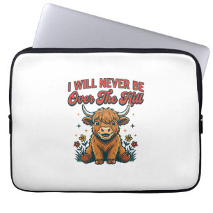Funny Over The Hill Highland Cow Birthday Design_1 Laptop Sleeve