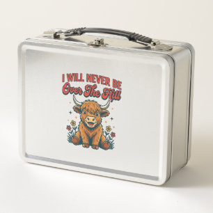 Funny Over The Hill Highland Cow Birthday Design_1 Metal Lunch Box