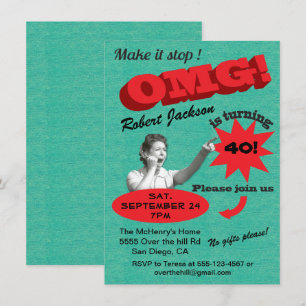 Funny Over the hill milestone birthday invitations