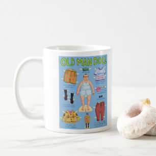 FUNNY Over the Hill - Old MAN Paper Doll. Coffee Mug