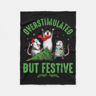 Funny Overstimulated But Festive Christmas Ssum Ho Fleece Blanket