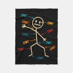 Funny Ow Ow Ow Ow Saying Body Pain Character Humou Fleece Blanket