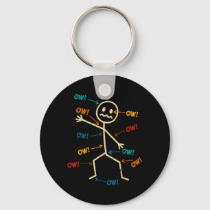 Funny Ow Ow Ow Ow Saying Body Pain Character Humou Key Ring