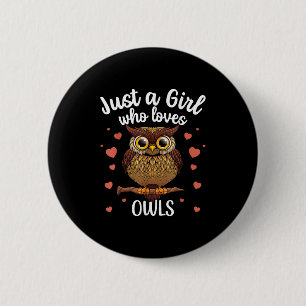 Funny Owl Art For Girls Women Kids Youth Teen Bird 6 Cm Round Badge