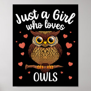 Funny Owl Art For Girls Women Kids Youth Teen Bird Poster