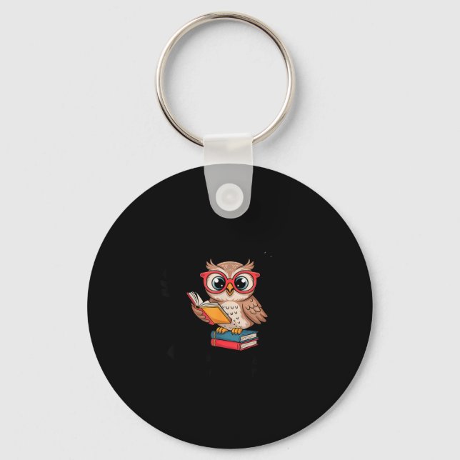 Funny owl book lover antisocial introvert reading  key ring (Front)