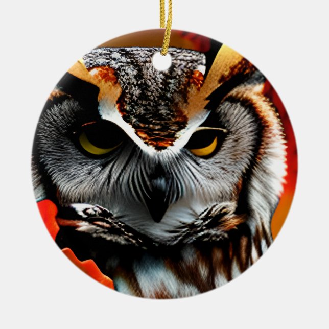 Funny Owl Christmas Pun  Ceramic Tree Decoration (Front)