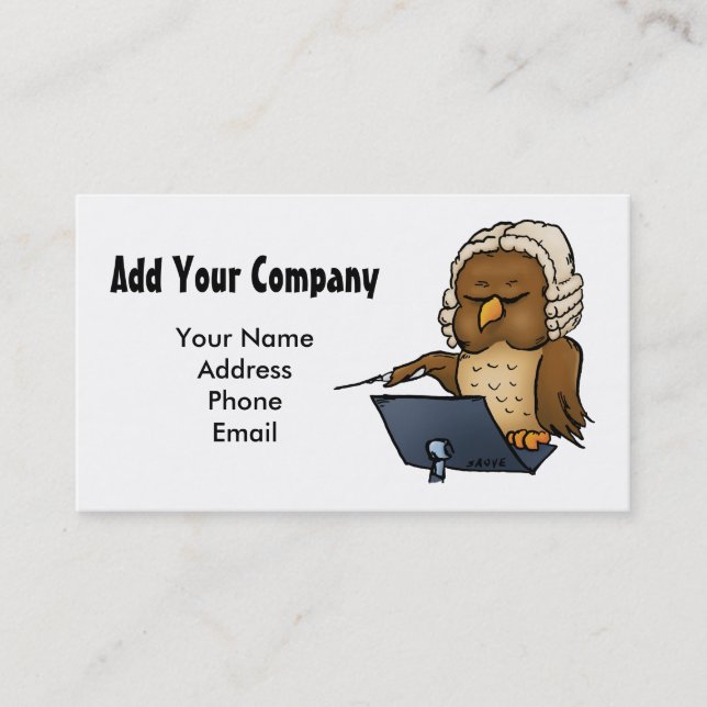 Funny Owl Conductor Cartoon Business Card (Front)
