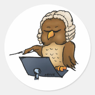 Funny Owl Conductor Cartoon Classic Round Sticker