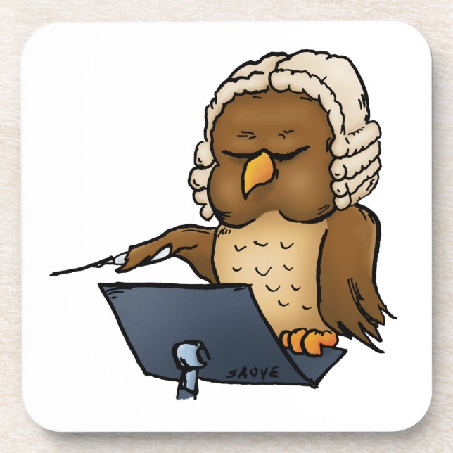 Funny Owl Conductor Cartoon Coaster (Front)