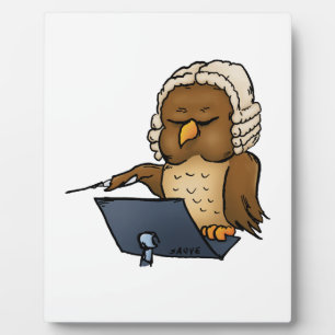 Funny Owl Conductor Cartoon Plaque
