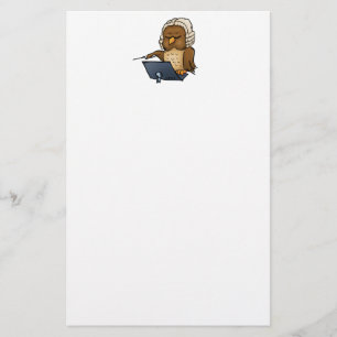 Funny Owl Conductor Cartoon Stationery
