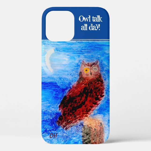 Funny Owl Custom Text Initialled Case-Mate iPhone Case (Back)