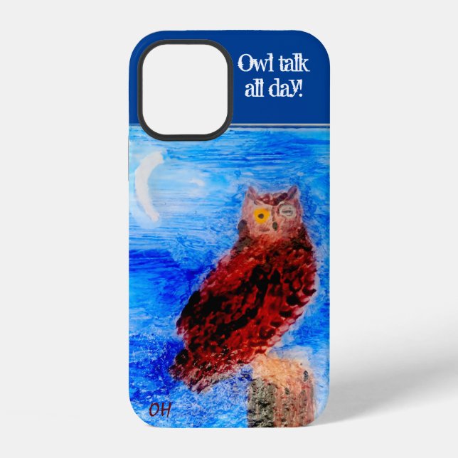 Funny Owl Custom Text Initialled iPhone Case (Back)