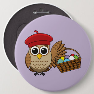 Funny Owl Easter Egg Hunt 6 Cm Round Badge
