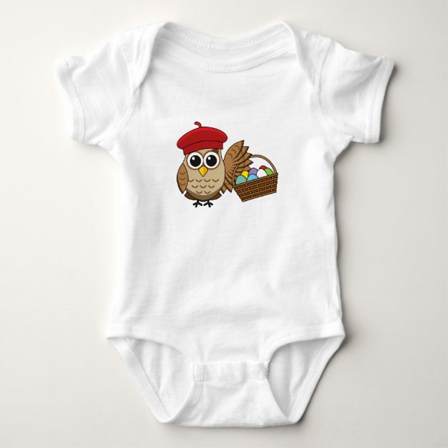 Funny Owl Easter Egg Hunt Baby Bodysuit (Front)