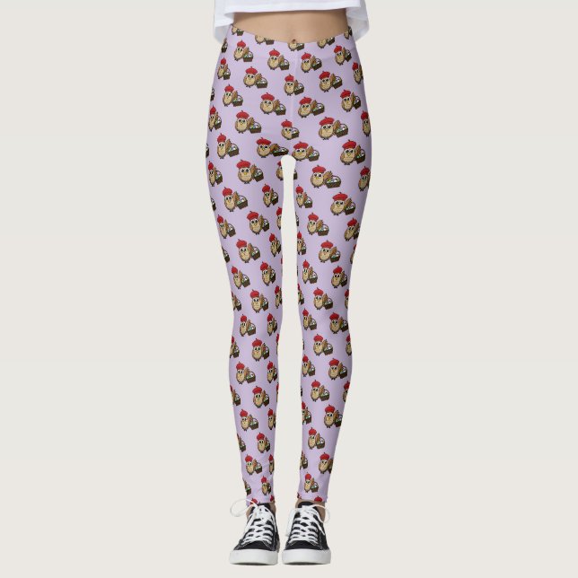 Funny Owl Easter Egg Hunt Pattern Leggings (Front)