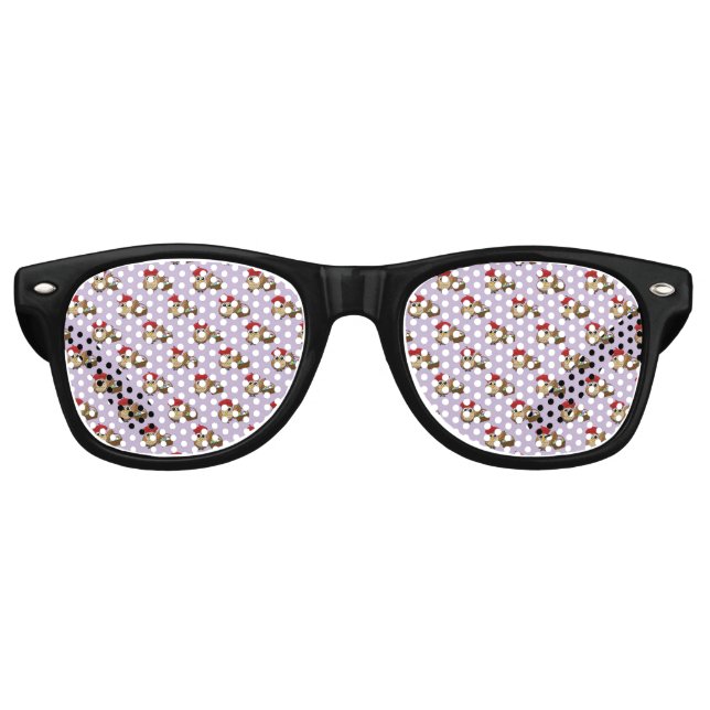 Funny Owl Easter Egg Hunt Pattern Retro Sunglasses (Front)