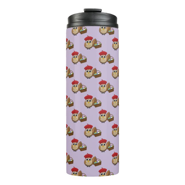 Funny Owl Easter Egg Hunt Pattern Thermal Tumbler (Front)