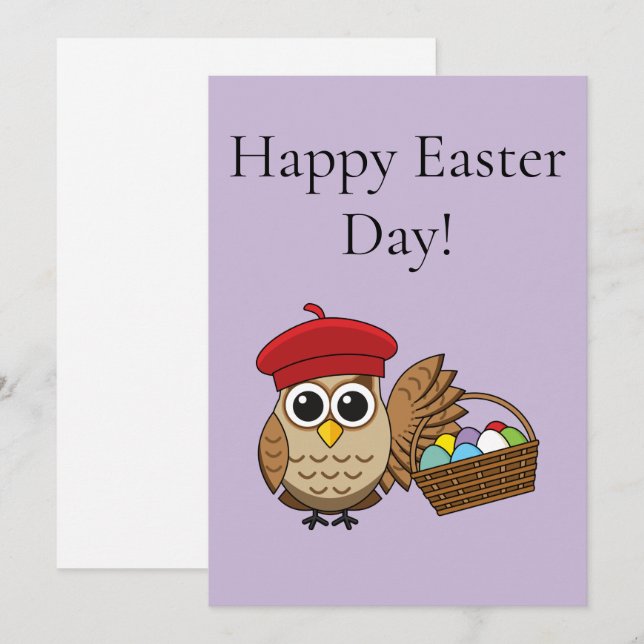 Funny Owl Easter Egg Hunt | Personalise Holiday Card (Front/Back)