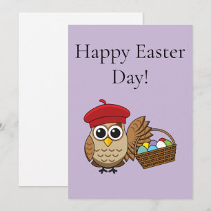 Funny Owl Easter Egg Hunt   Personalise Holiday Card
