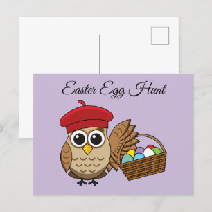 Funny Owl Easter Egg Hunt   Personalise Holiday Postcard