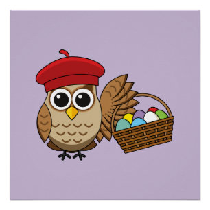 Funny Owl Easter Egg Hunt Poster