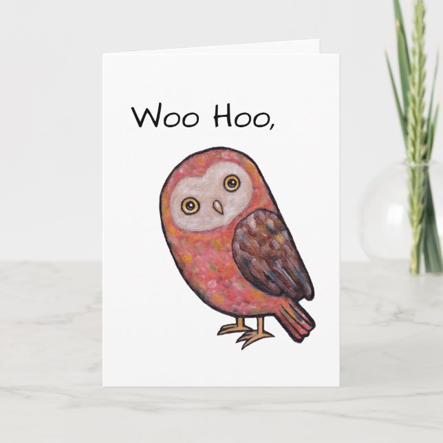 Funny Owl Happy Birthday Card Owl Greeting Card (Front)