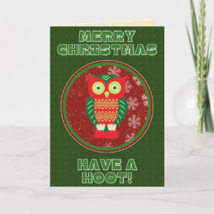 Funny Owl Have A Hoot Christmas Card