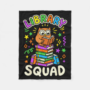 Funny owl library squad reading book lover kids fleece blanket