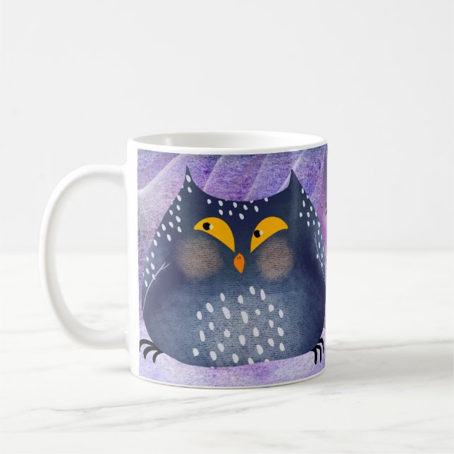 "Funny Owl Mug Wrap – Cute and Hilarious Owl mug (Left)