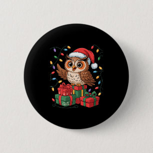 Funny Owl Santa Hat Animals Lovers Ugly Christmas  6 Cm Round Badge