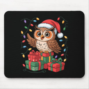 Funny Owl Santa Hat Animals Lovers Ugly Christmas  Mouse Mat