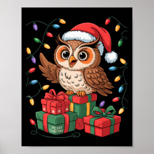 Funny Owl Santa Hat Animals Lovers Ugly Christmas  Poster