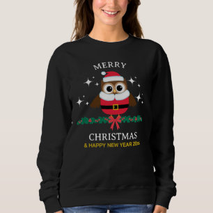 Funny Owl Santa Merry Christmas & Happy New Year   Sweatshirt