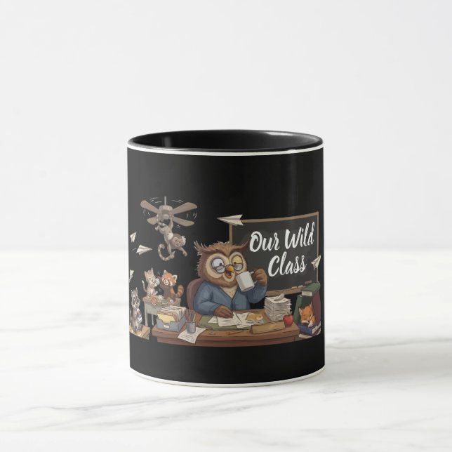 Funny Owl Teacher Chaos - Whimsical Forest Animals Mug (Center)